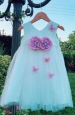 Monna Rosa Dress - Λευκό παιδικό φόρεμα με πεταλούδες - Image 2